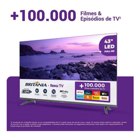Smart TV 43" Britânia HDR10 Dolby Áudio Roku TV B43KRA