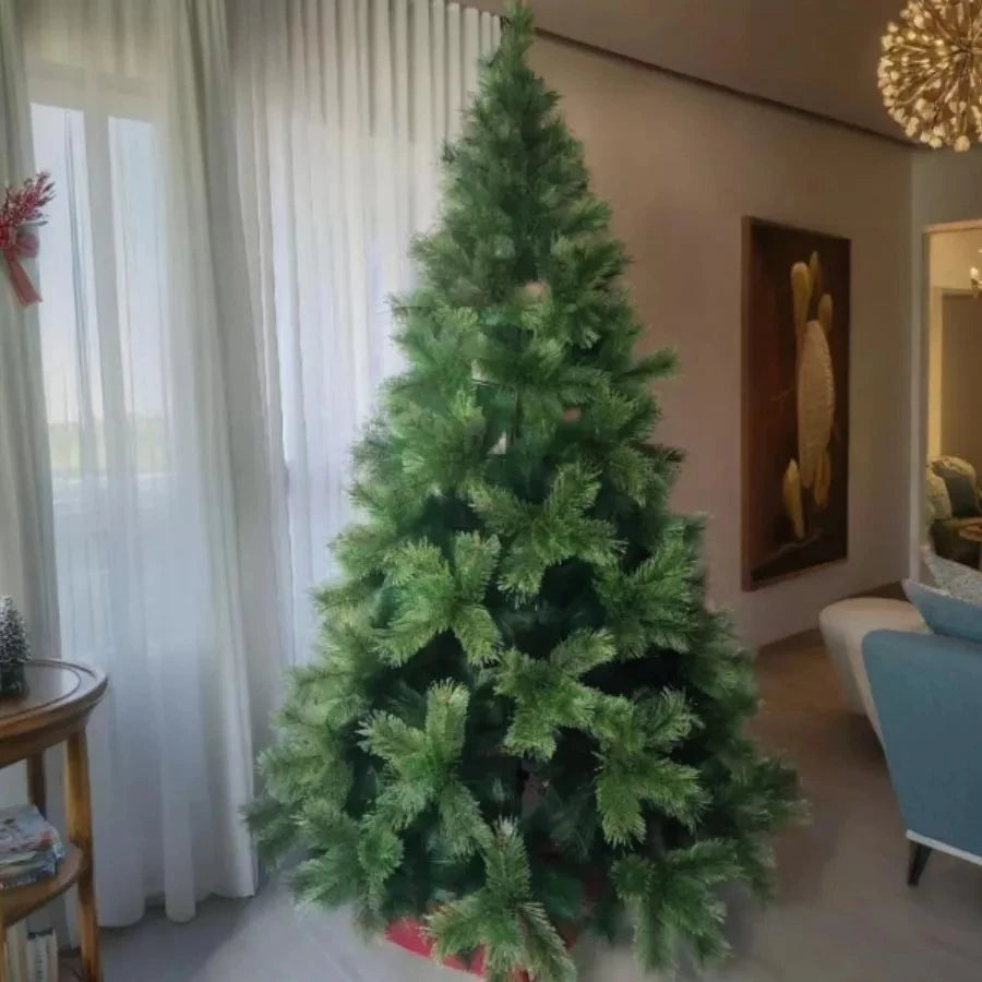 Arvore De Natal Pinheiro 2,10 Metros 566 Galhos Verde / Nevada C/ Neve e Branca Modelo Luxo 1,80m