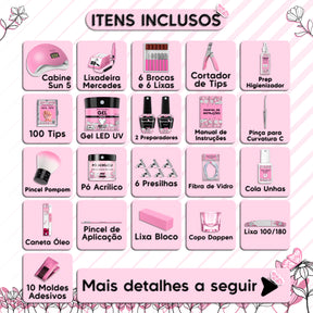Kit Manicure Unhas De Gel Lixadeira Elétrica Cabine Sun Lixa