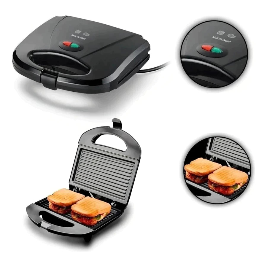 Grill e Sanduicheira CE043 750W 127V Multilaser | Placas Antiaderentes | Compacta |