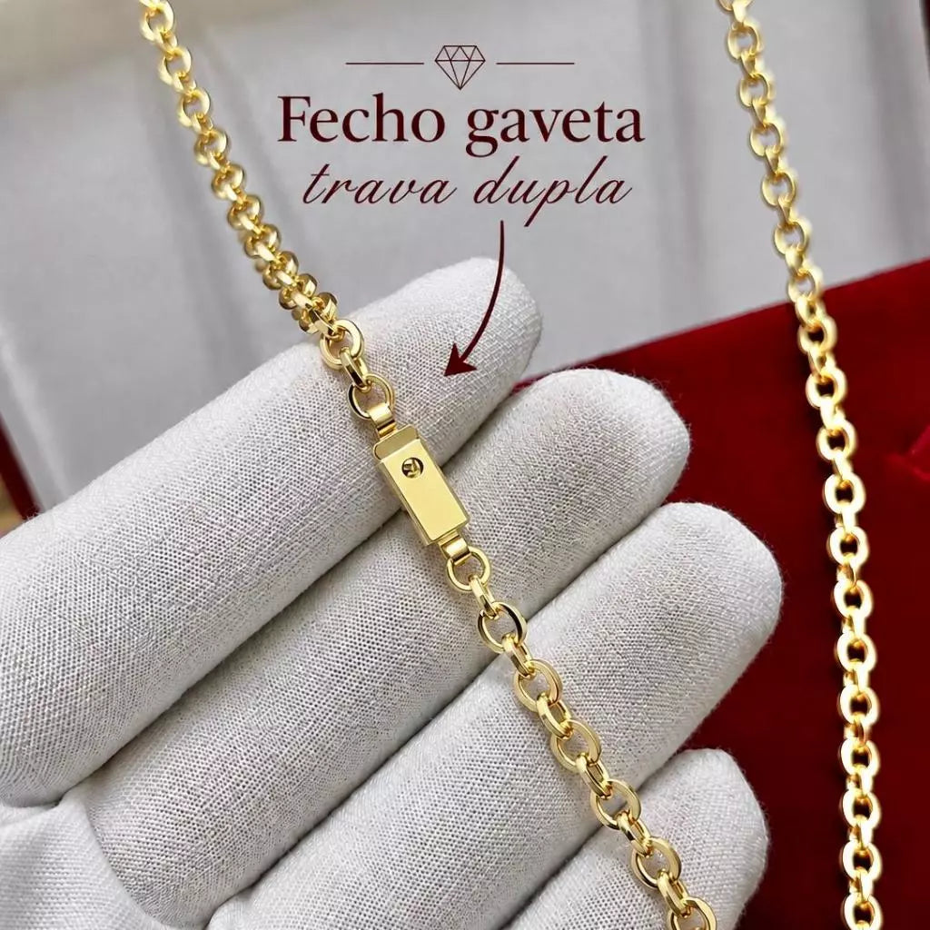 Corrente Cordão CADEADO 4MM MAIS PINGENTE ESCOLHA SUA LETRA 100% em Moeda Antiga idêntico a ouro 18k