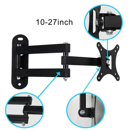 Suporte Tv Tri Articulado Lcd Led Plasma 10 A 26 e 32 A 55 Pol Para Parede VESA 75x75mm/100x100mm