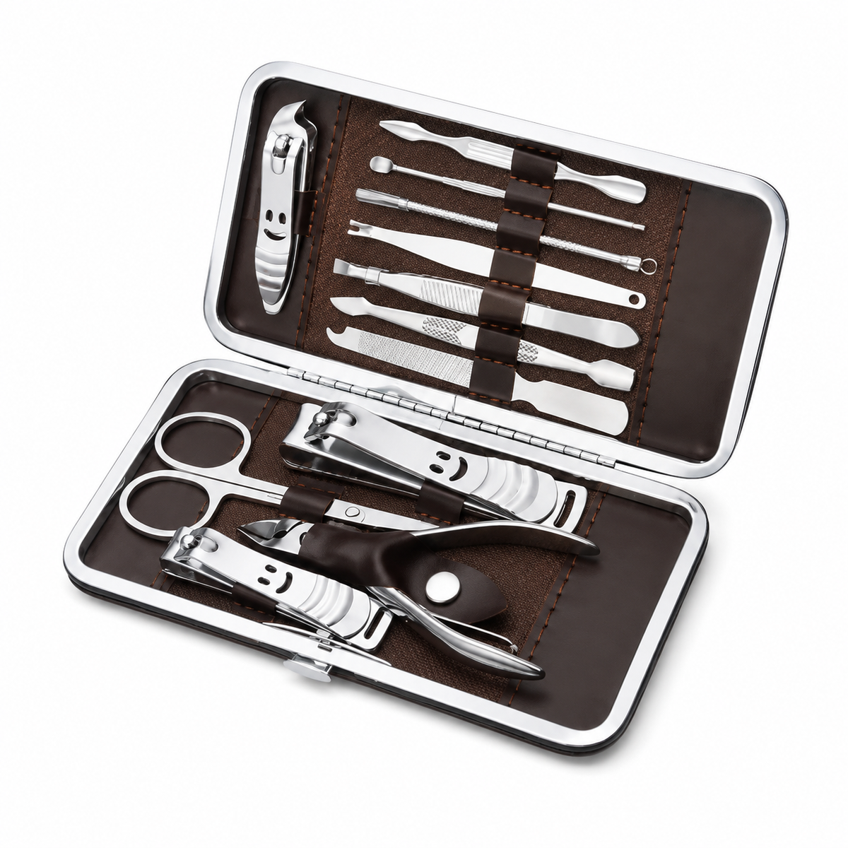 Kit Cortador De Unha Manicure Portatil Estojo Pinca Tesoura C/Organizador de couro de luxo