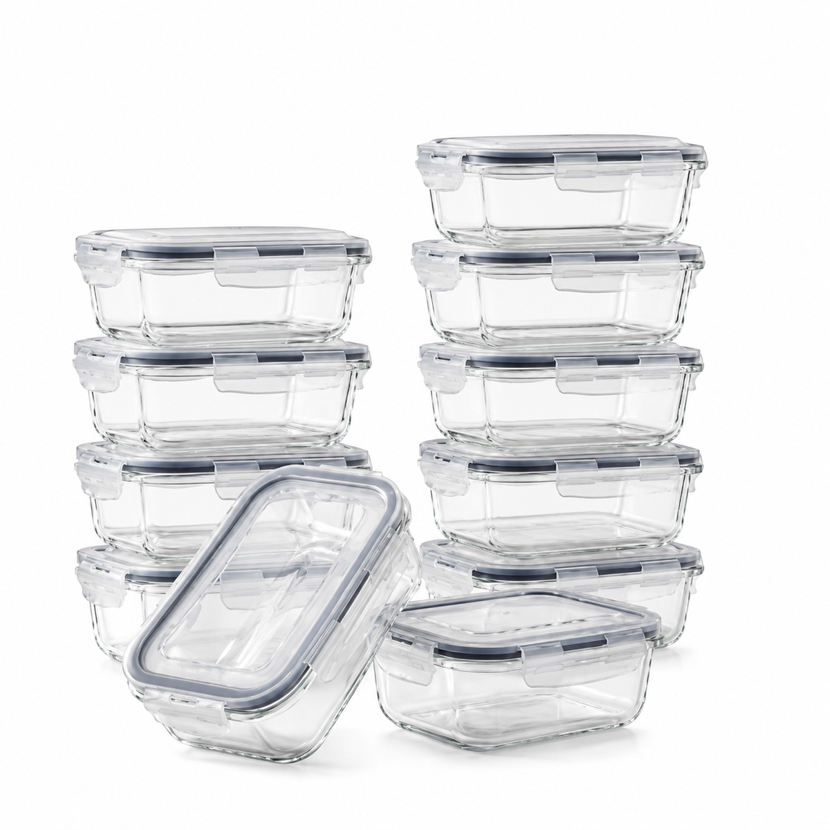 Kit 10 Pote De Vidro Marmita Hermético 640ml Freezer Fitness Rishon