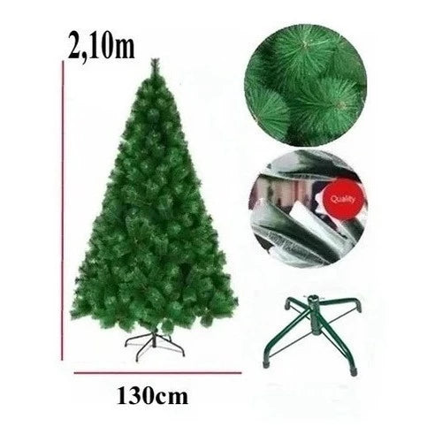Arvore De Natal Pinheiro 2,10 Metros 566 Galhos Verde / Nevada C/ Neve e Branca Modelo Luxo 1,80m