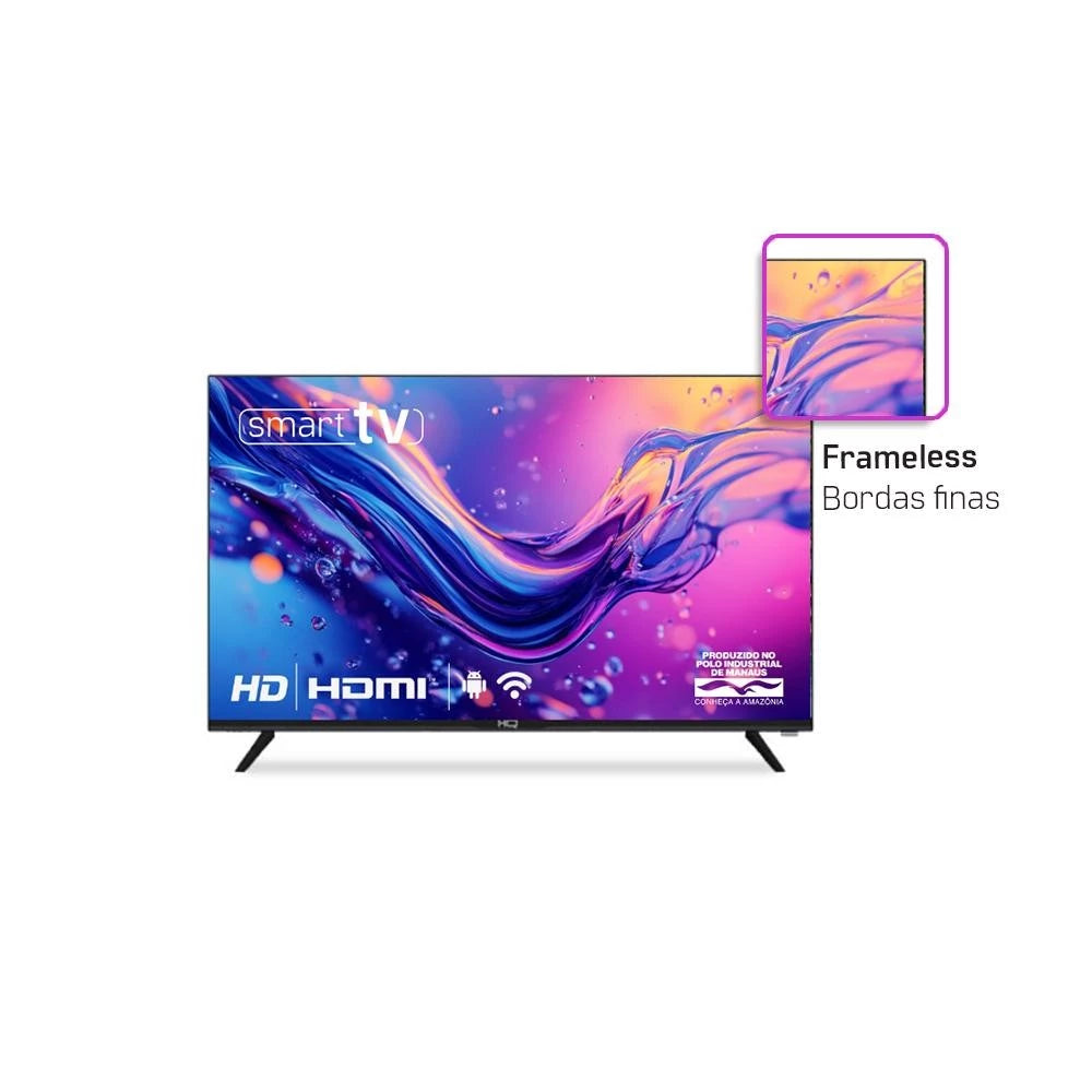 Smart TV HQ 32" HD tela sem Bordas Sistema Android Design Slim HQS32NKHM