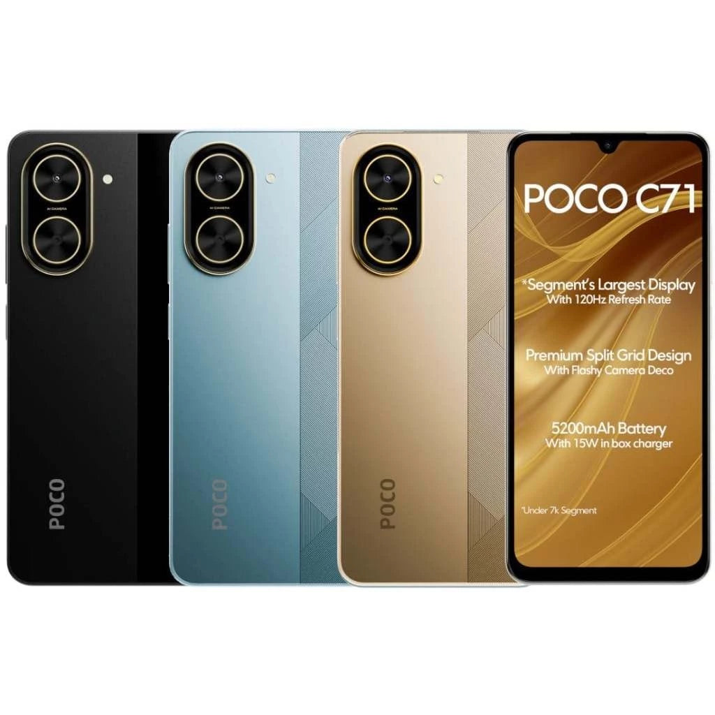 Celular Smartphone Poco C71 128GB / 64GB Dual Sim Global (COM CAPINHA E PELÍCULA DE CORTESIA)