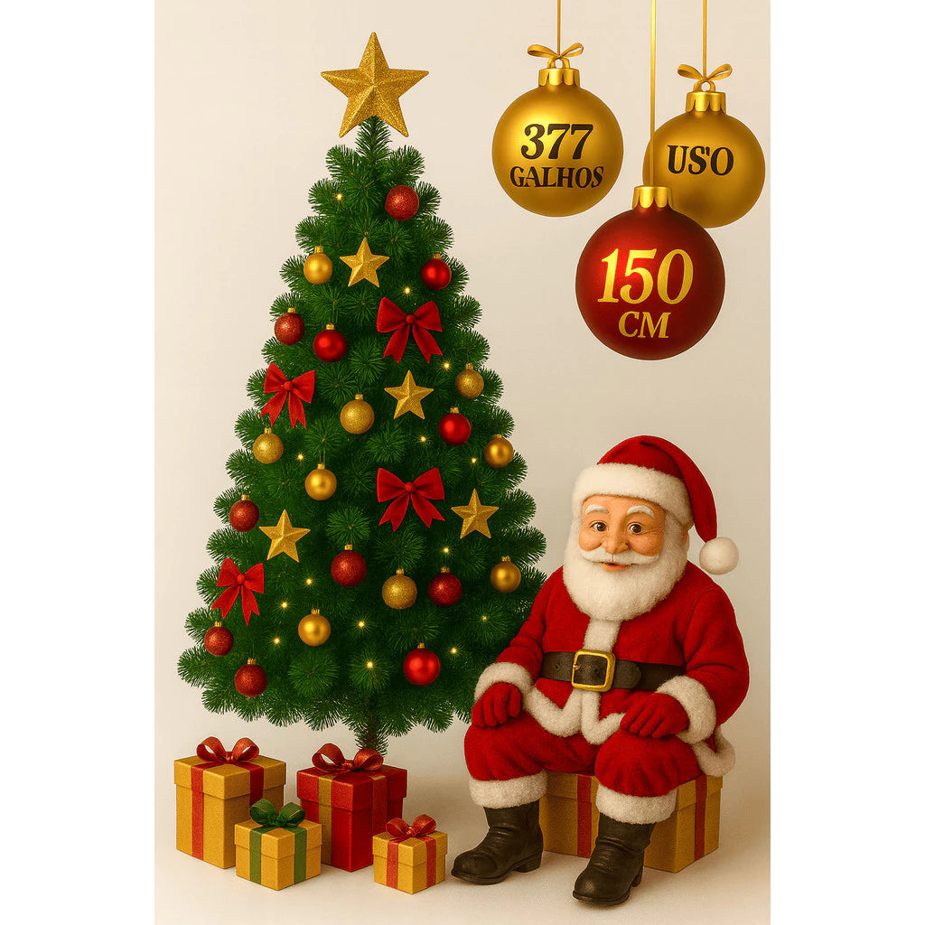 Árvore De Natal Pinheiro 210cm 600 Galhos Cheia Premium Verde De Luxo PREMIUM 1,50cm 1,80cm 2,10cm