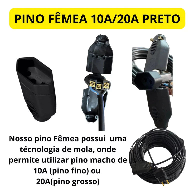 Extensão Eletrica 50 Metros Reforçada Profissional 10/20aa