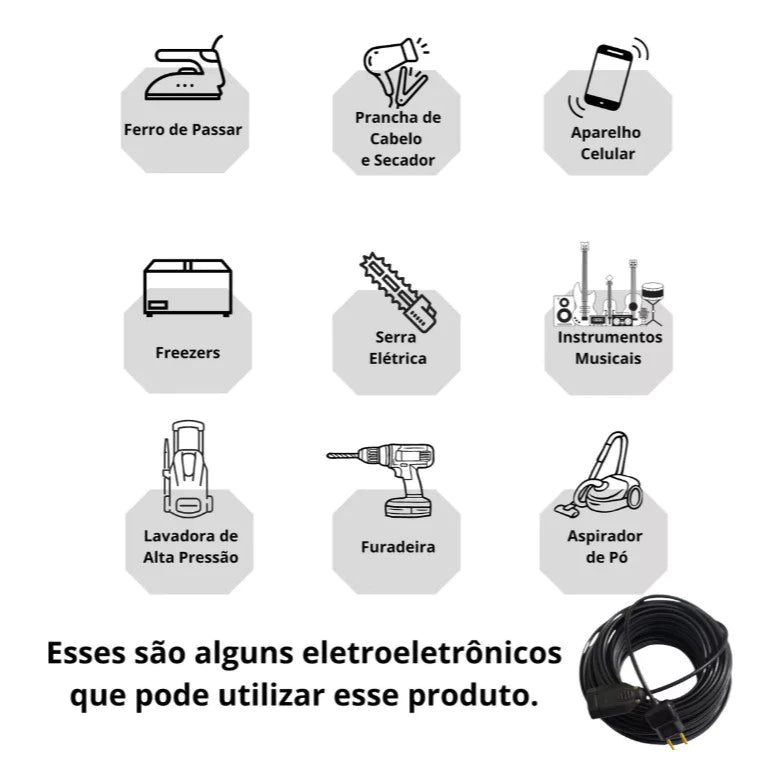 Extensão Eletrica 50 Metros Reforçada Profissional 10/20aa